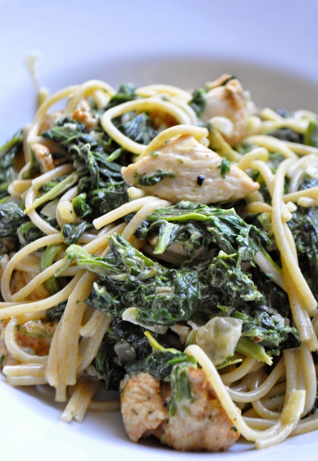 Spaghetti Spinaci z kurczakiem